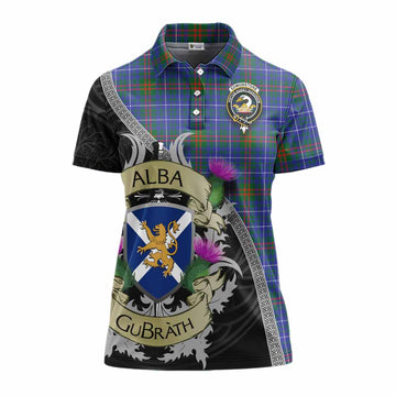 Edmonstone Tartan Family Crest Women's Polo Shirt Lion Rampant Royal Thistle Shield Celtic Inspired Women - Tartan Vibes Clothing