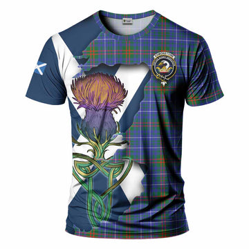 Tartan Vibes Clothing Edmonstone Tartan Family Crest T-Shirt Scottish Thistle Celtic Inspired