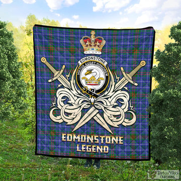 Edmonstone Tartan Quilt with Clan Crest and the Golden Sword of Courageous Legacy