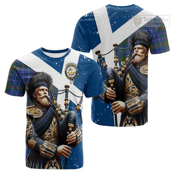 Edmonstone Tartan Cotton T-shirt with Family Crest Scottish Bagpiper Vibes Kid's Shirt - Tartan Vibes Clothing