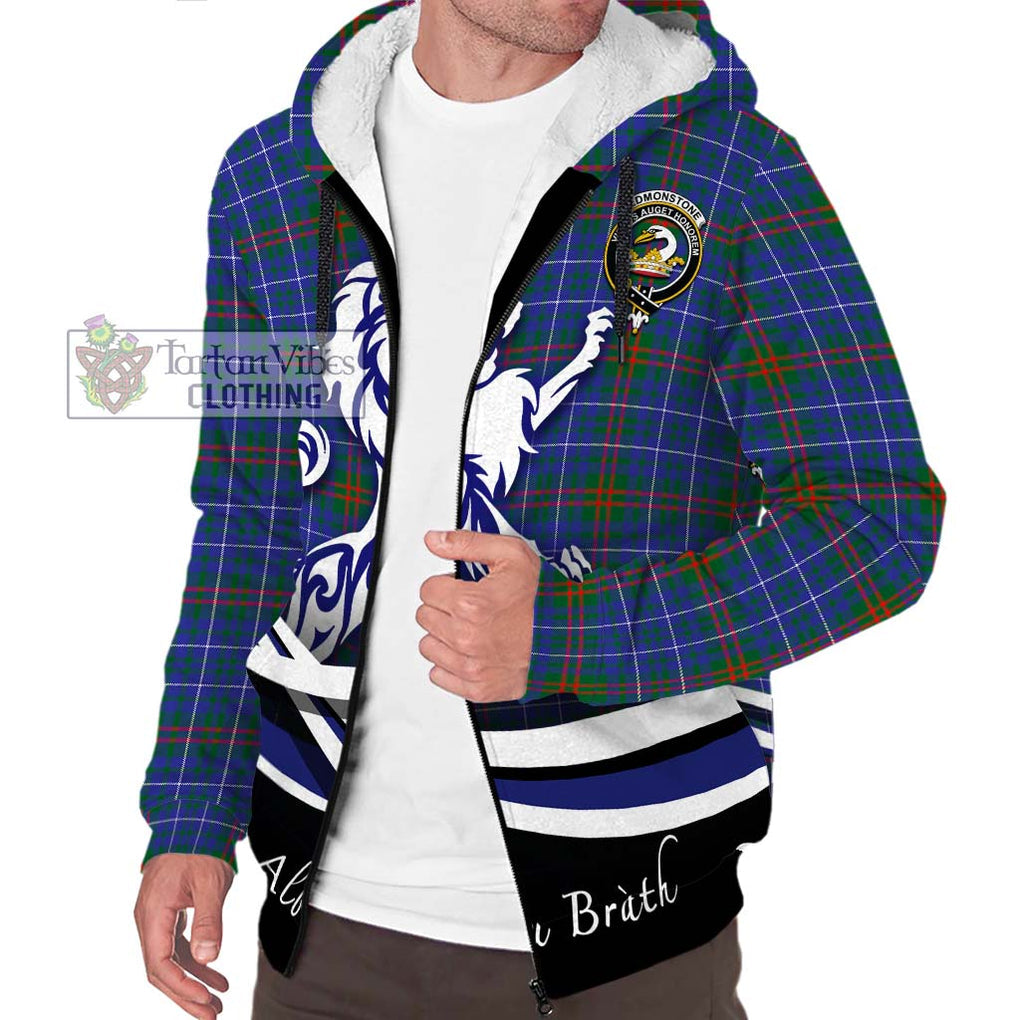 Edmonstone Tartan Sherpa Hoodie with Alba Gu Brath Regal Lion Emblem Unisex S - Tartan Vibes Clothing