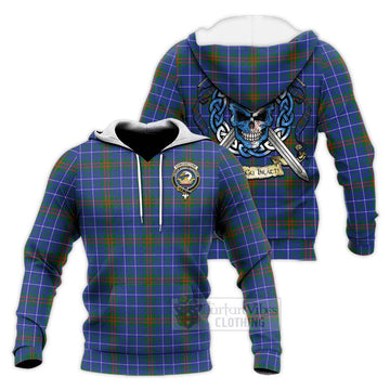Edmonstone Tartan Knitted Hoodie with Family Crest Celtic Skull Style Unisex Knitted Pullover Hoodie - Tartan Vibes Clothing