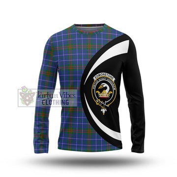 Edmonstone Tartan Long Sleeve T-Shirt with Family Crest Circle Style Unisex - Tartan Vibes Clothing