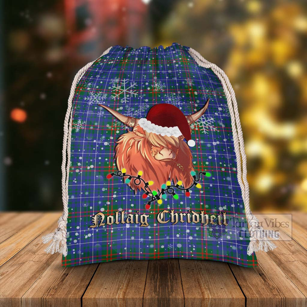 Edmonstone Tartan Christmas Santa's Bag with Twinkle Highland Cattle - Tartan Vibes Clothing