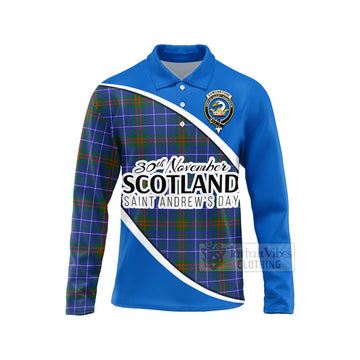 Edmonstone Family Crest Tartan Long Sleeve Polo Shirt Celebrate Saint Andrew's Day in Style Unisex - Tartan Vibes Clothing