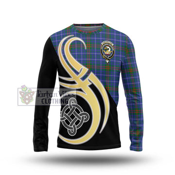 Edmonstone Tartan Long Sleeve T-Shirt with Family Crest and Celtic Symbol Style Unisex - Tartan Vibes Clothing