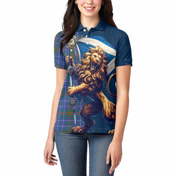 Edmonstone Tartan Family Crest Women's Polo Shirt with Scottish Majestic Lion Women - Tartan Vibes Clothing