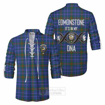 Edmonstone Tartan Ghillie Kilt Shirt with Family Crest DNA In Me Style Men - Tartan Vibes Clothing