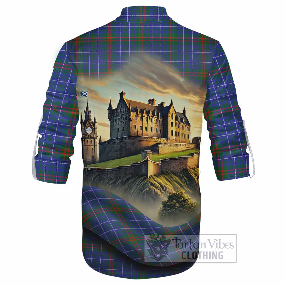 Edmonstone Tartan Family Crest Ghillie Kilt Shirt with Scottish Ancient Castle Style - Tartan Vibes Clothing