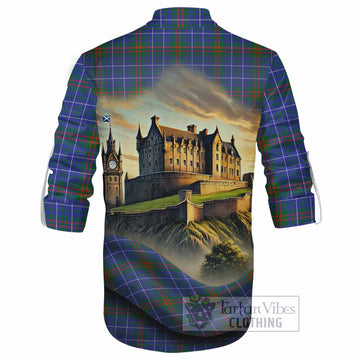 Edmonstone Tartan Family Crest Ghillie Kilt Shirt with Scottish Ancient Castle Style - Tartan Vibes Clothing