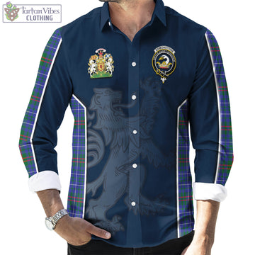 Edmonstone Tartan Long Sleeve Button Up Shirt with Family Crest and Lion Rampant Vibes Sport Style