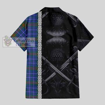 Edmonstone Tartan Hawaiian Shirt with Family Crest Cross Sword Thistle Celtic Vibes - Tartan Vibes Clothing
