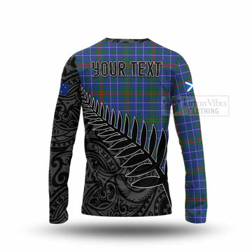 Edmonstone Crest Tartan Long Sleeve T-Shirt with New Zealand Silver Fern Half Style - Tartan Vibes Clothing
