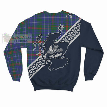 Edmonstone Tartan Sweatshirt Featuring Thistle and Scotland Map - Tartan Vibes Clothing