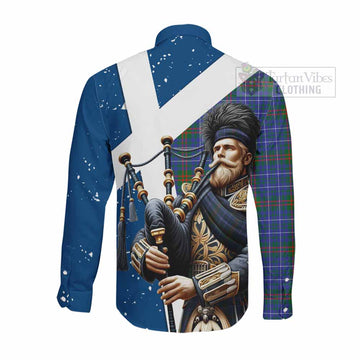 Edmonstone Tartan Long Sleeve Button Shirt with Family Crest Scottish Bagpiper Vibes - Tartan Vibes Clothing
