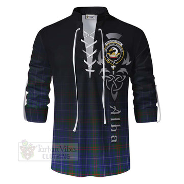 Edmonstone Tartan Ghillie Kilt Shirt Featuring Alba Gu Brath Family Crest Celtic Inspired - Tartan Vibes Clothing
