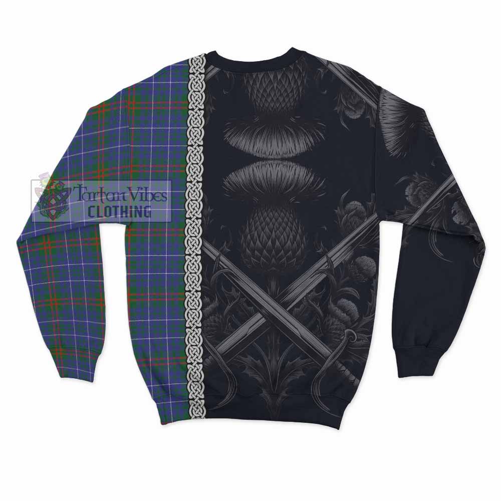 Edmonstone Tartan Sweatshirt with Family Crest Cross Sword Thistle Celtic Vibes - Tartan Vibes Clothing