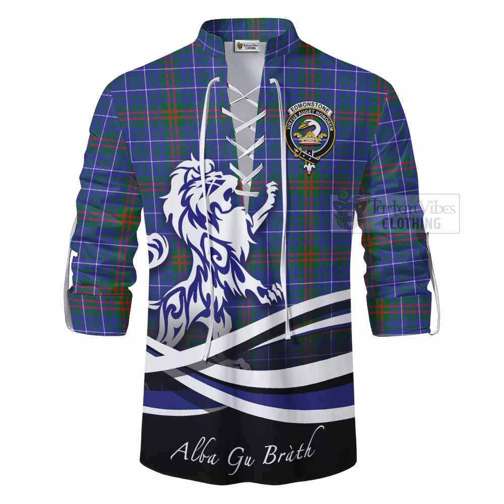 Edmonstone Tartan Ghillie Kilt Shirt with Alba Gu Brath Regal Lion Emblem - Tartan Vibes Clothing