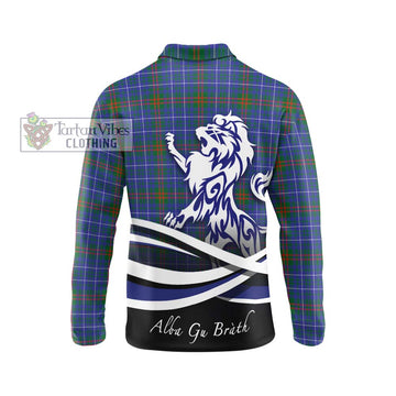Edmonstone Tartan Long Sleeve Polo Shirt with Alba Gu Brath Regal Lion Emblem - Tartan Vibes Clothing