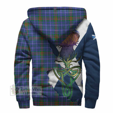 Tartan Vibes Clothing Edmonstone Tartan Family Crest Sherpa Hoodie Scottish Thistle Celtic Inspired