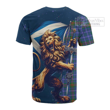 Edmonstone Tartan Family Crest Cotton T-shirt with Scottish Majestic Lion - Tartan Vibes Clothing