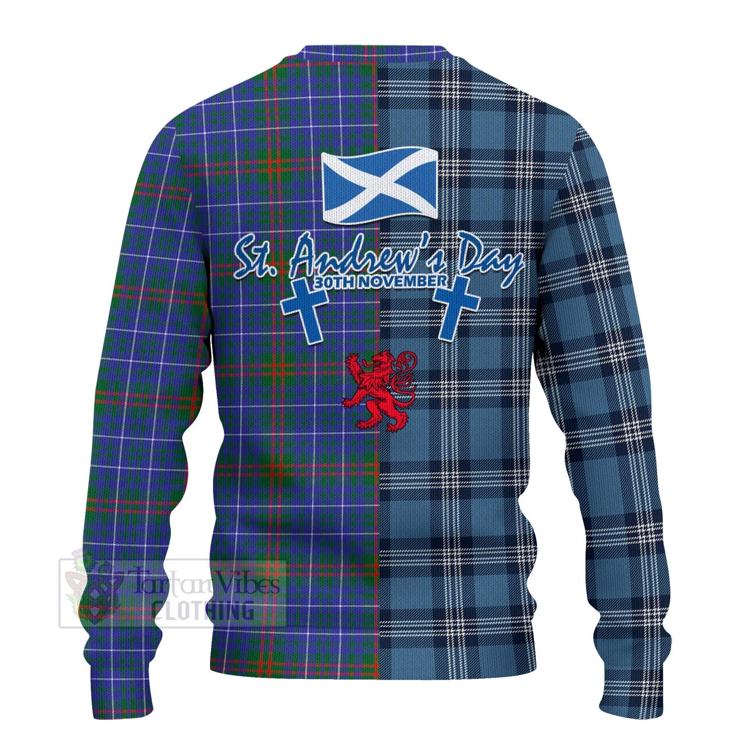 Edmonstone Tartan Knitted Sweater Happy St. Andrew's Day Half Tartan Style - Tartan Vibes Clothing
