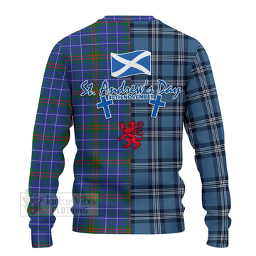 Edmonstone Tartan Knitted Sweater Happy St. Andrew's Day Half Tartan Style - Tartan Vibes Clothing