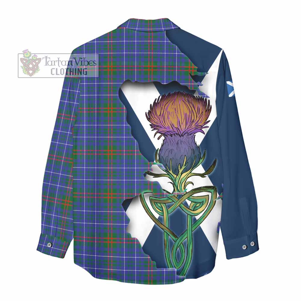 Tartan Vibes Clothing Edmonstone Tartan Family Crest Women's Casual Shirt Scottish Thistle Celtic Inspired