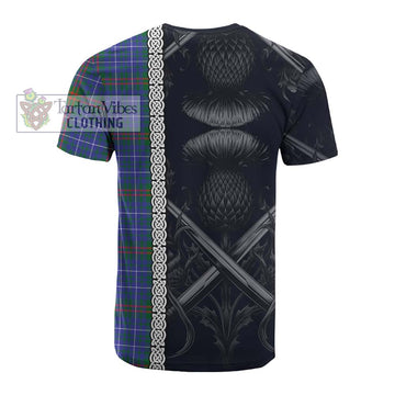 Edmonstone Tartan Cotton T-shirt with Family Crest Cross Sword Thistle Celtic Vibes - Tartan Vibes Clothing