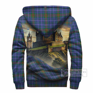 Edmonstone Tartan Family Crest Sherpa Hoodie with Scottish Ancient Castle Style - Tartan Vibes Clothing