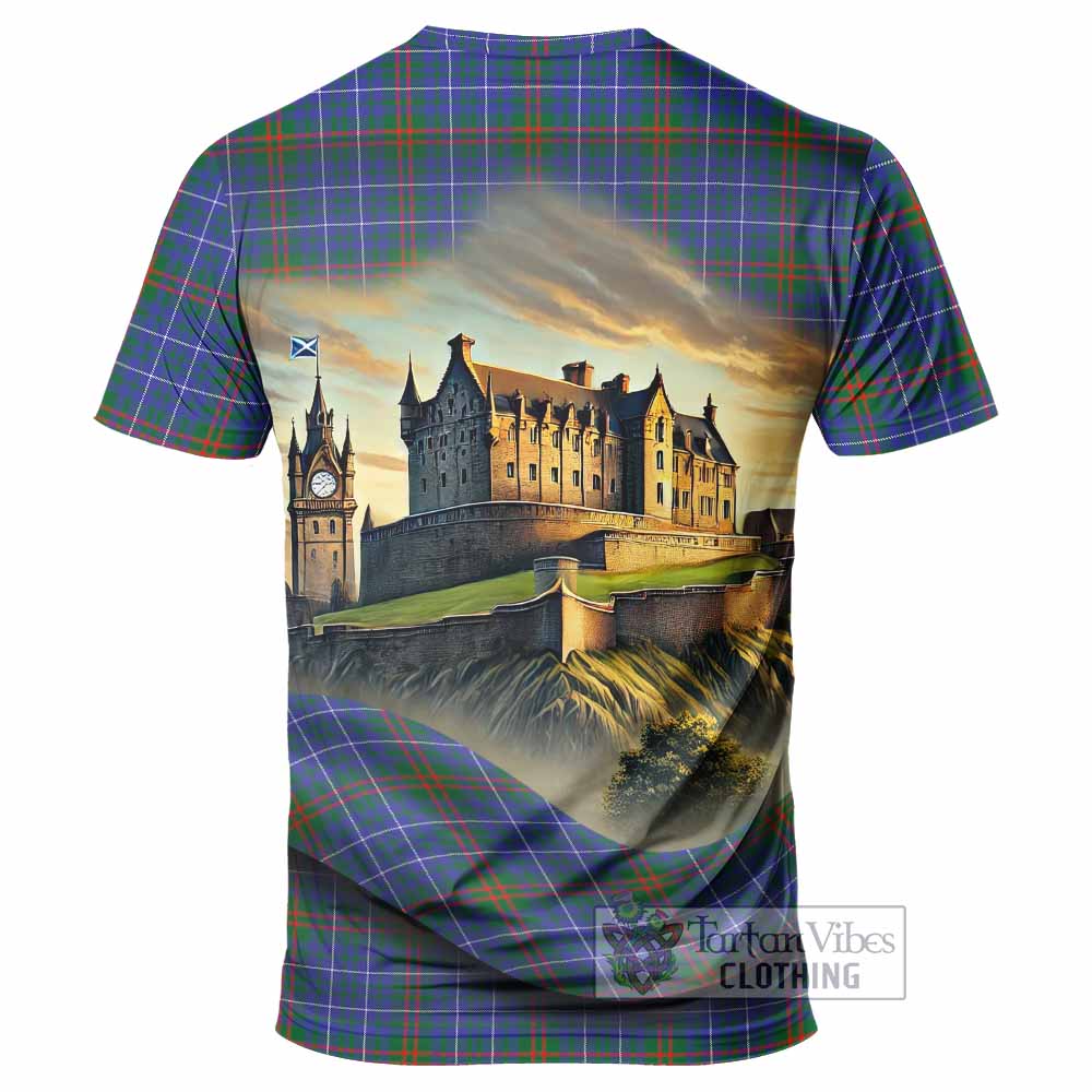 Edmonstone Tartan Family Crest T-Shirt with Scottish Ancient Castle Style - Tartan Vibes Clothing
