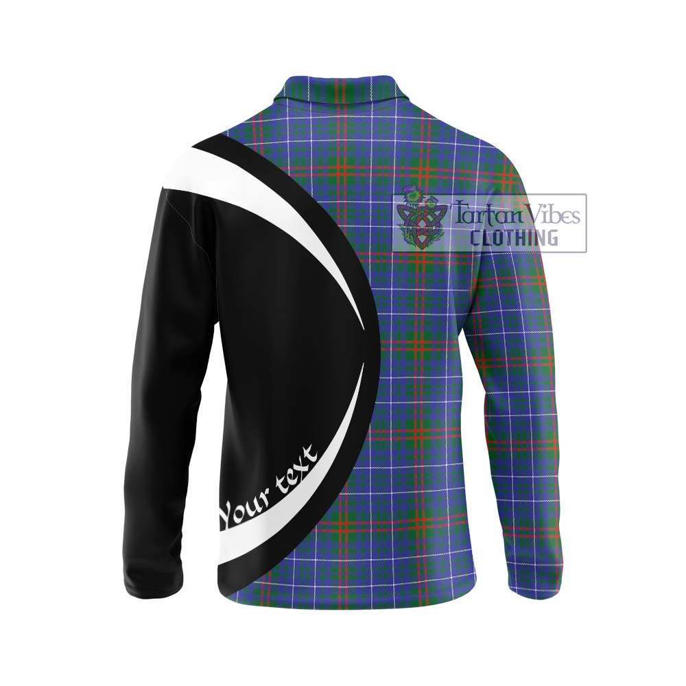 Edmonstone Tartan Long Sleeve Polo Shirt with Family Crest Circle Style - Tartan Vibes Clothing
