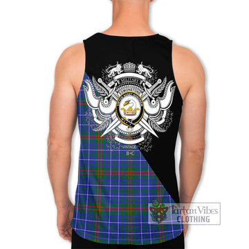 Edmonstone Tartan Men's Tank Top with Family Crest and Military Logo Style - Tartan Vibes Clothing
