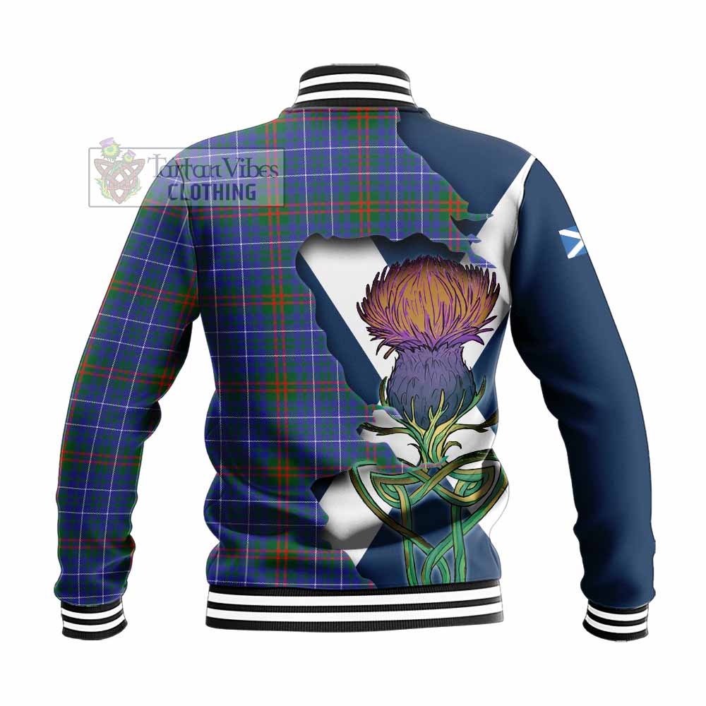 Edmonstone Tartan Family Crest Baseball Jacket Scottish Thistle Celtic Inspired - Tartan Vibes Clothing