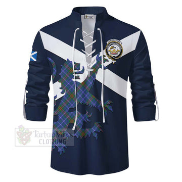 Edmonstone Tartan Lion Rampant Ghillie Kilt Shirt Proudly Display Your Heritage with Alba Gu Brath and Clan Name - Tartan Vibes Clothing