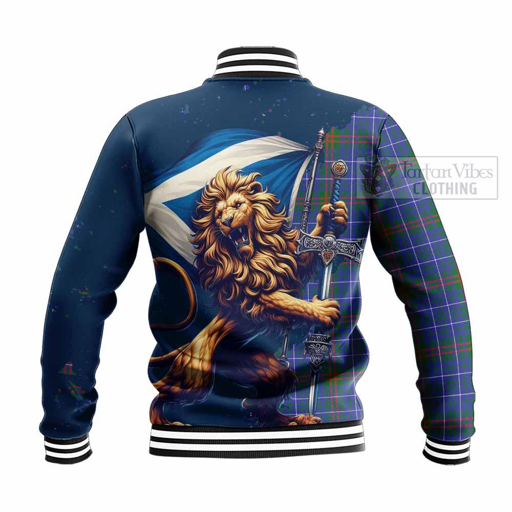 Tartan Vibes Clothing Edmonstone Tartan Family Crest Baseball Jacket with Scottish Majestic Lion