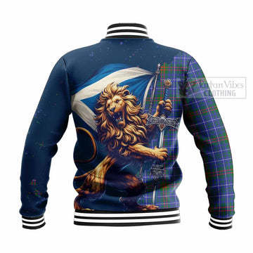 Edmonstone Tartan Family Crest Baseball Jacket with Scottish Majestic Lion - Tartan Vibes Clothing