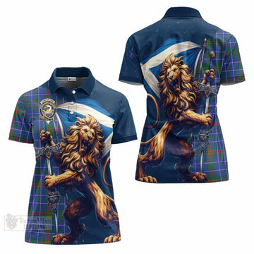 Edmonstone Tartan Family Crest Women's Polo Shirt with Scottish Majestic Lion - Tartan Vibes Clothing