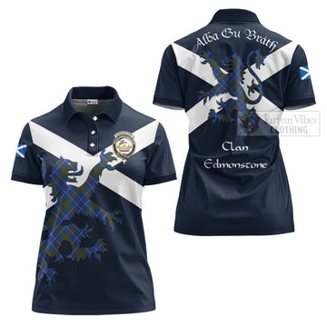 Edmonstone Tartan Lion Rampant Women's Polo Shirt Proudly Display Your Heritage with Alba Gu Brath and Clan Name - Tartan Vibes Clothing
