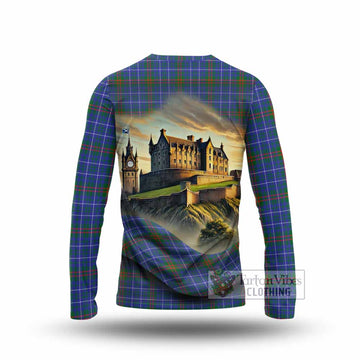 Edmonstone Tartan Family Crest Long Sleeve T-Shirt with Scottish Ancient Castle Style - Tartan Vibes Clothing