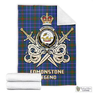 Edmonstone Tartan Blanket with Clan Crest and the Golden Sword of Courageous Legacy - Tartan Vibes Clothing