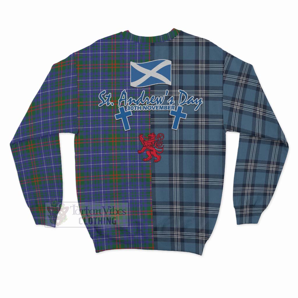 Edmonstone Tartan Sweatshirt Happy St. Andrew's Day Half Tartan Style - Tartan Vibes Clothing
