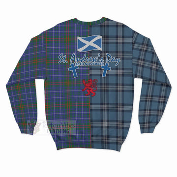 Edmonstone Tartan Sweatshirt Happy St. Andrew's Day Half Tartan Style - Tartan Vibes Clothing
