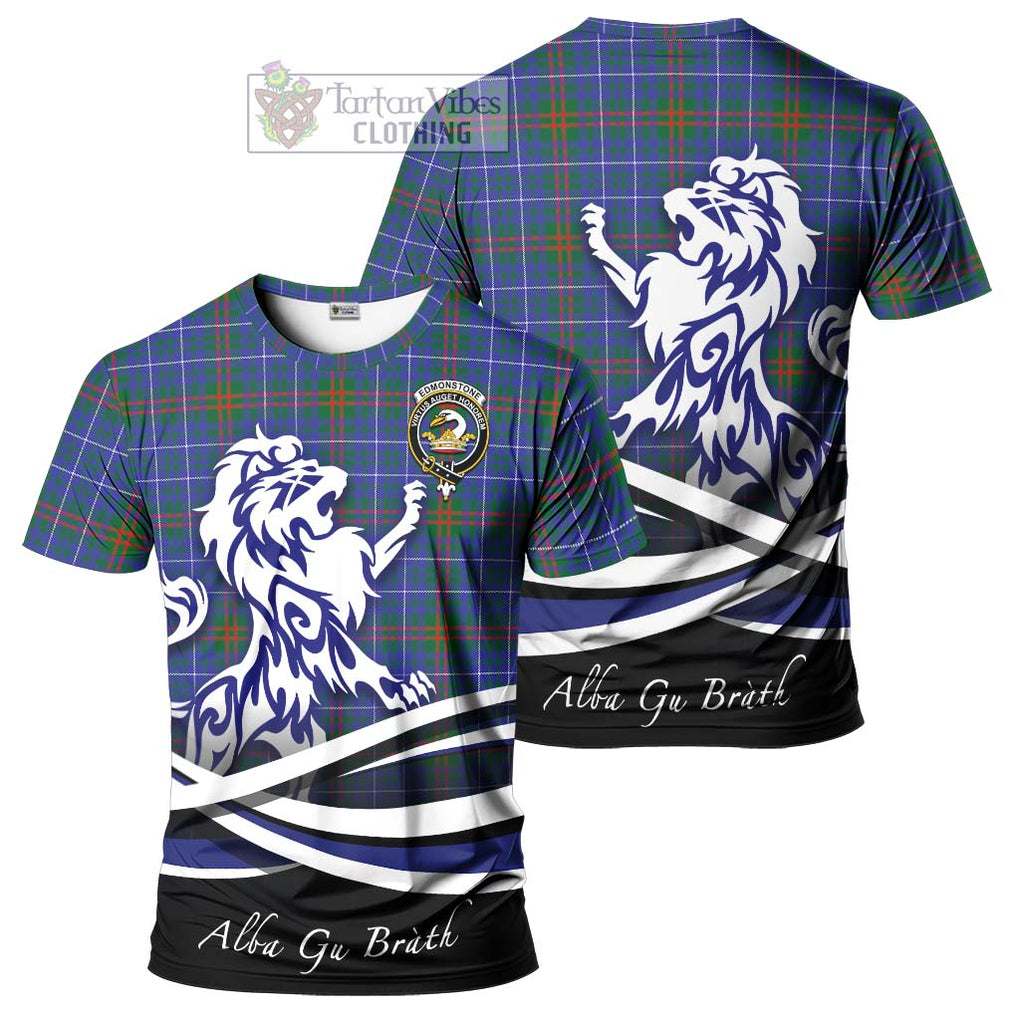 Edmonstone Tartan Cotton T-shirt with Alba Gu Brath Regal Lion Emblem Women's Shirt - Tartan Vibes Clothing
