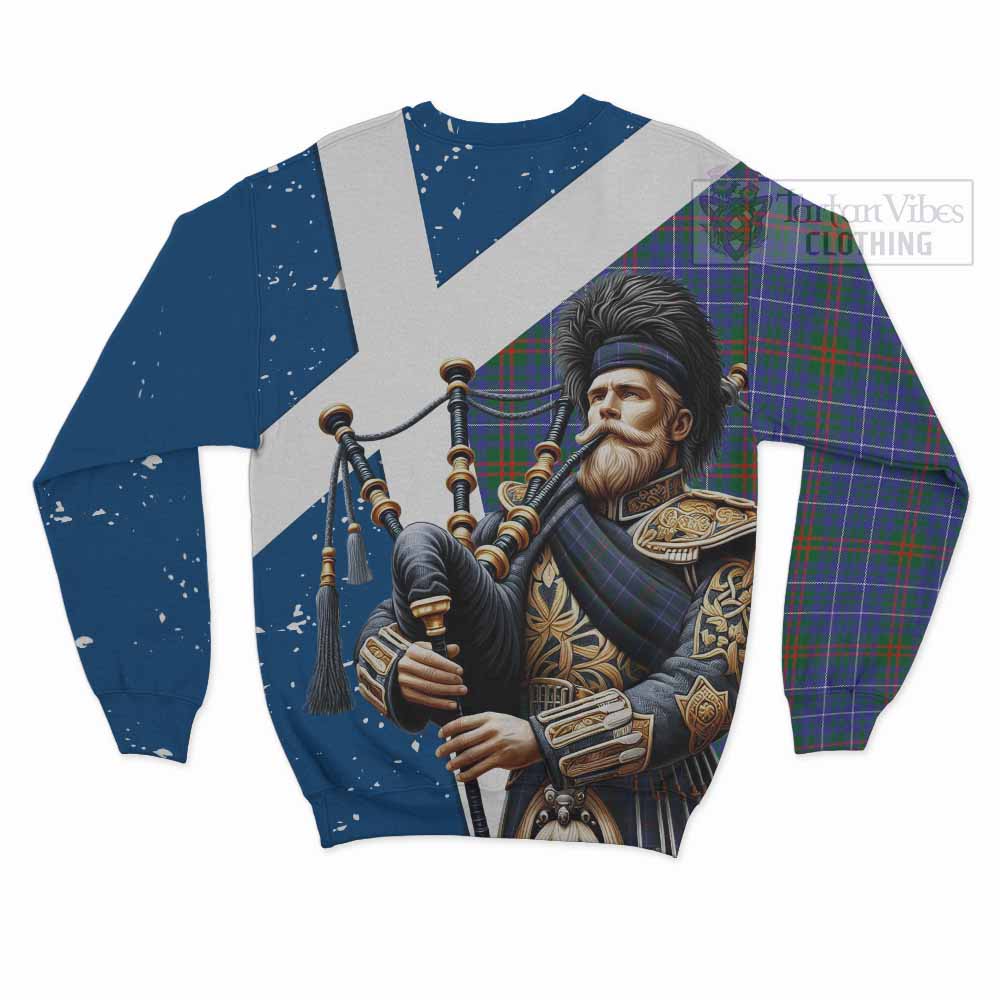 Edmonstone Tartan Sweatshirt with Family Crest Scottish Bagpiper Vibes - Tartan Vibes Clothing