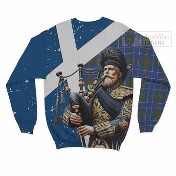 Edmonstone Tartan Sweatshirt with Family Crest Scottish Bagpiper Vibes - Tartan Vibes Clothing
