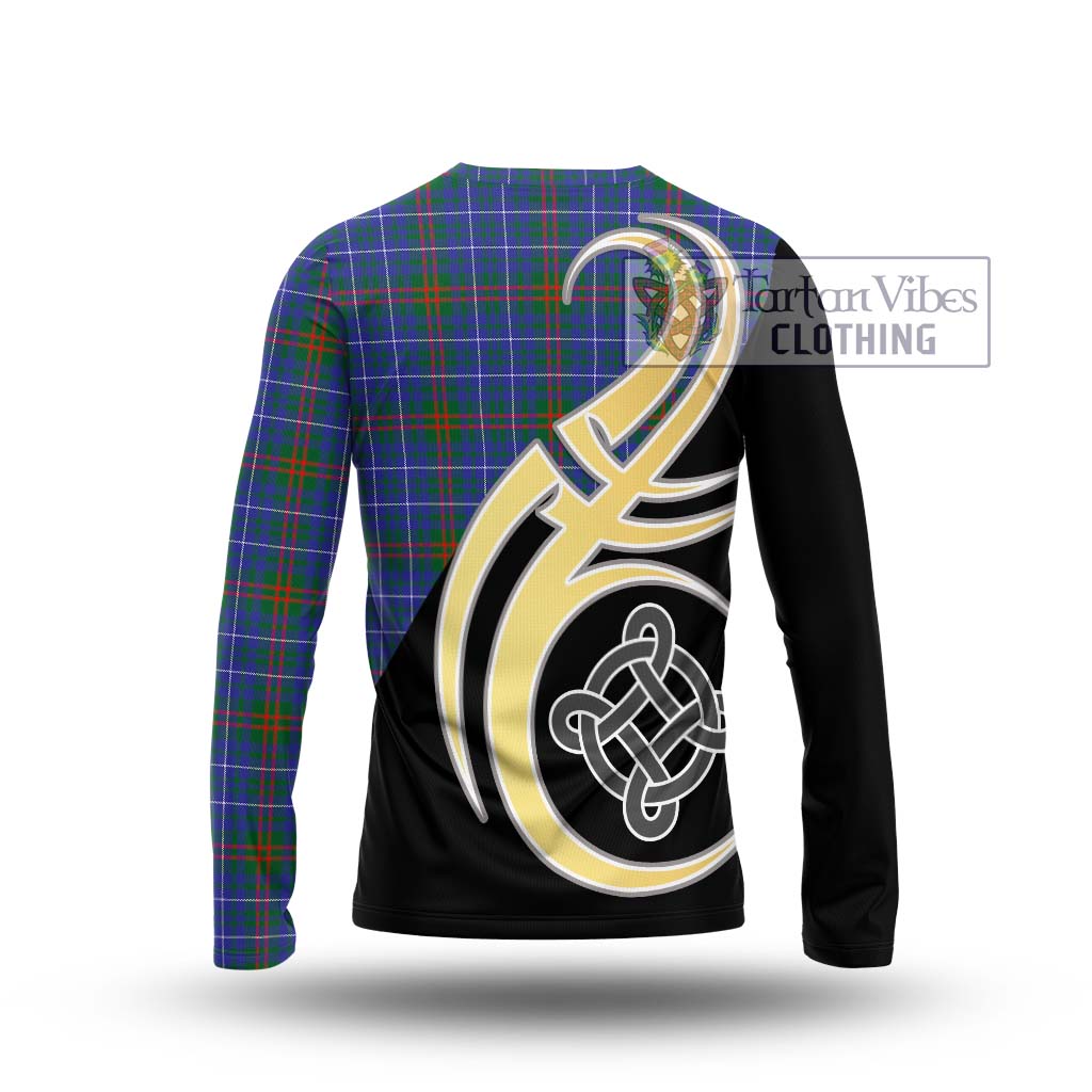 Edmonstone Tartan Long Sleeve T-Shirt with Family Crest and Celtic Symbol Style - Tartan Vibes Clothing