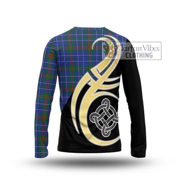 Edmonstone Tartan Long Sleeve T-Shirt with Family Crest and Celtic Symbol Style - Tartan Vibes Clothing