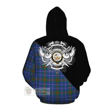 Edmonstone Tartan Cotton Hoodie with Family Crest and Military Logo Style Pullover Hoodie - Tartan Vibes Clothing