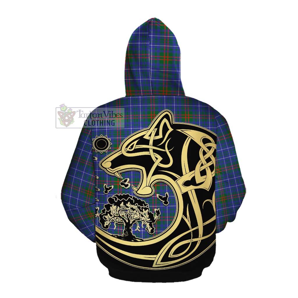 Edmonstone Tartan Cotton Hoodie with Family Crest Celtic Wolf Style Pullover Hoodie - Tartan Vibes Clothing
